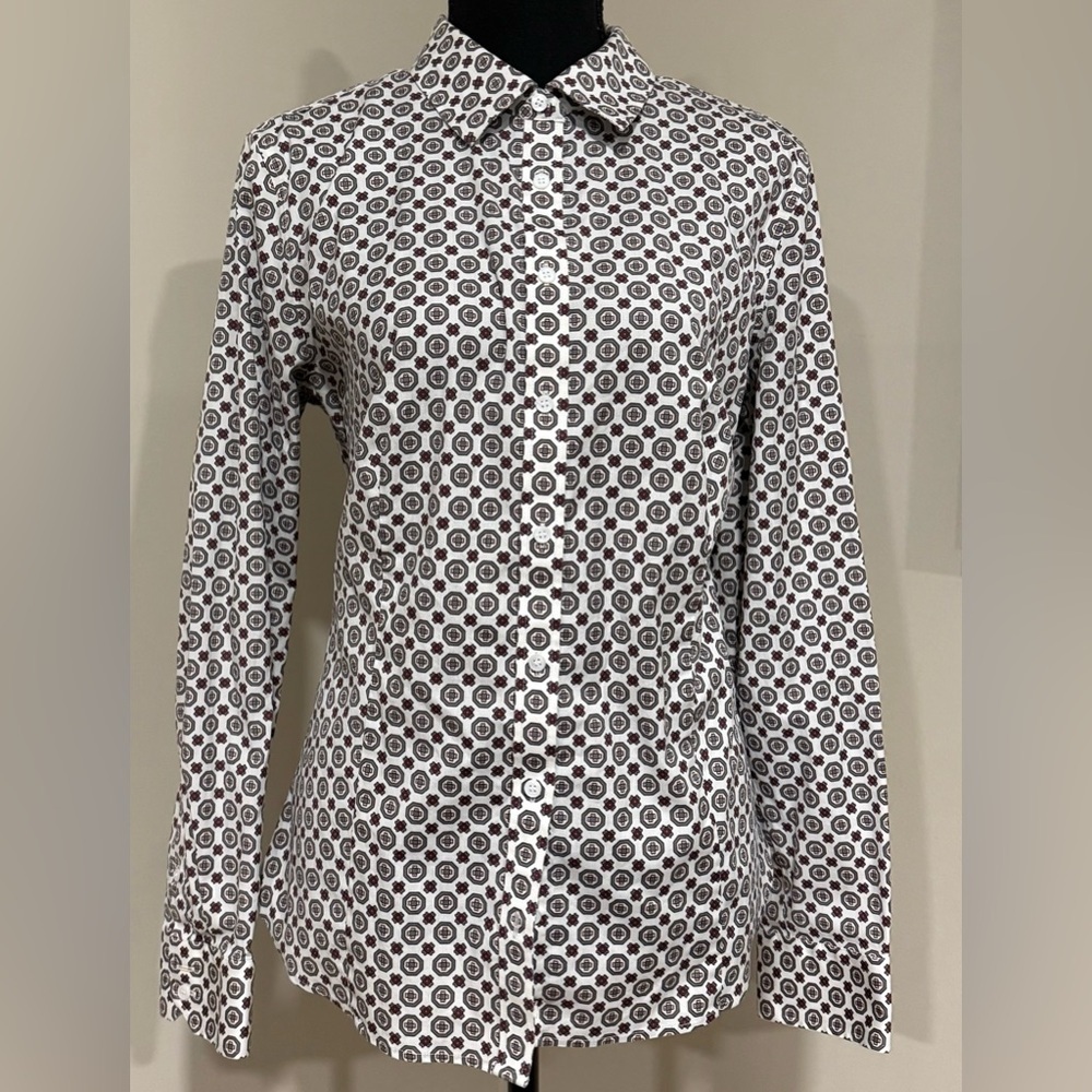 Talbots Geometric Print Wrinkle Resistant Button Down Shirt - Picture 1 of 8